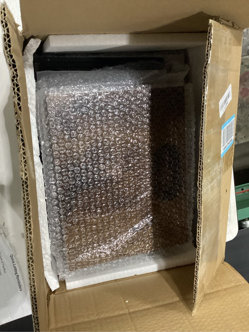 Condition photo showing New/Like New for vinyl record storage crate 2 pack, holds up to 60 lps, album visible storage box with acrylic front, handle, wooden multi-purpose organizer for records, magazines and books, desktop and home office