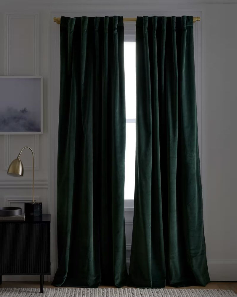 cotton velvet true blackout curtain (48 in x 84 in / spruce)