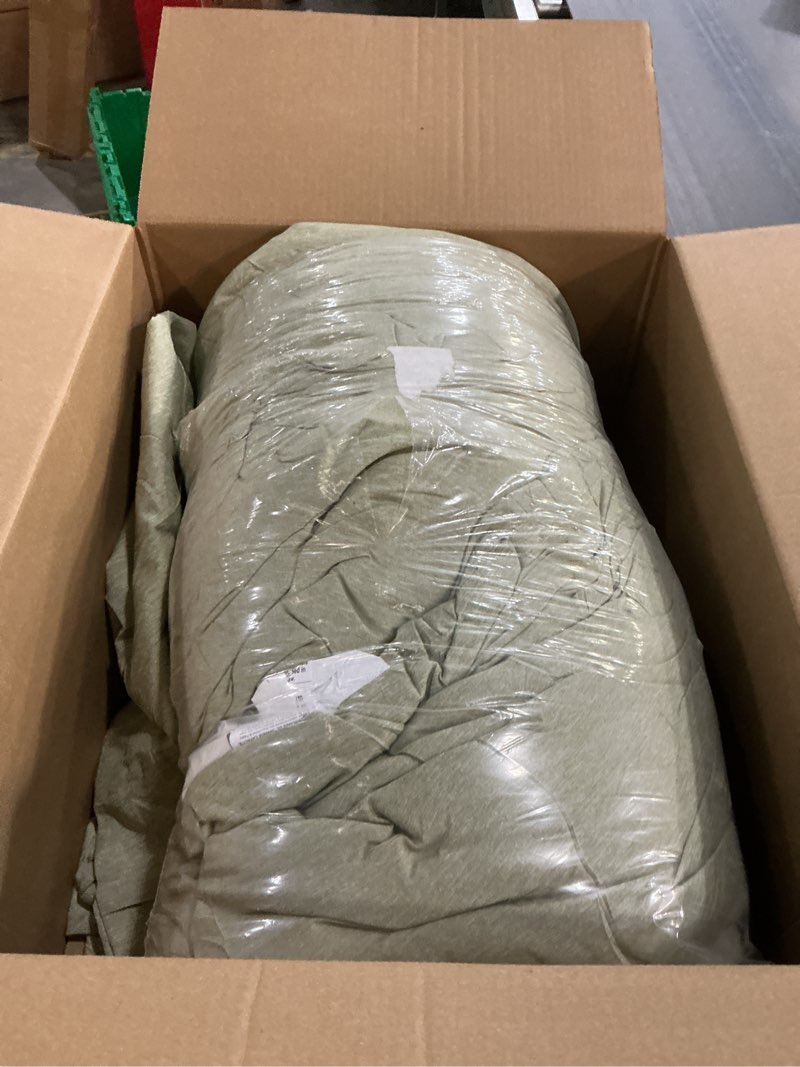 Condition photo showing As Is for Bedsure Oversized King Comforter Set - Olive Green Soft Bedding for All Seasons, Cationic Dyed Bed Set, 3 Pieces, 1 Oversized King Size Comforter (120"x98") and 2 Pillow Shams (20"x36"+2") Oversized King 09 - Olive Green