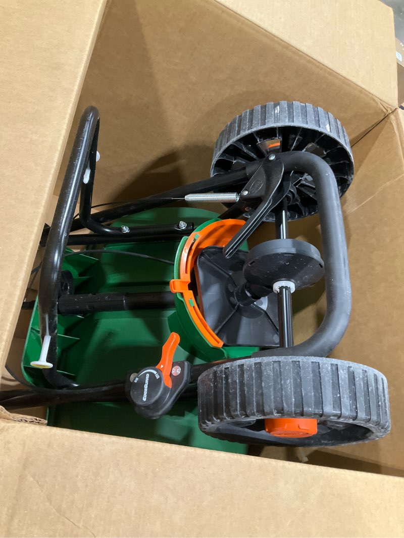 Condition photo showing Good Condition for Scotts Turf Builder EdgeGuard DLX Broadcast Spreader for Seed, Fertilizer, Salt, Ice Melt, Holds up to 15,000 sq.ft. Product Deluxe