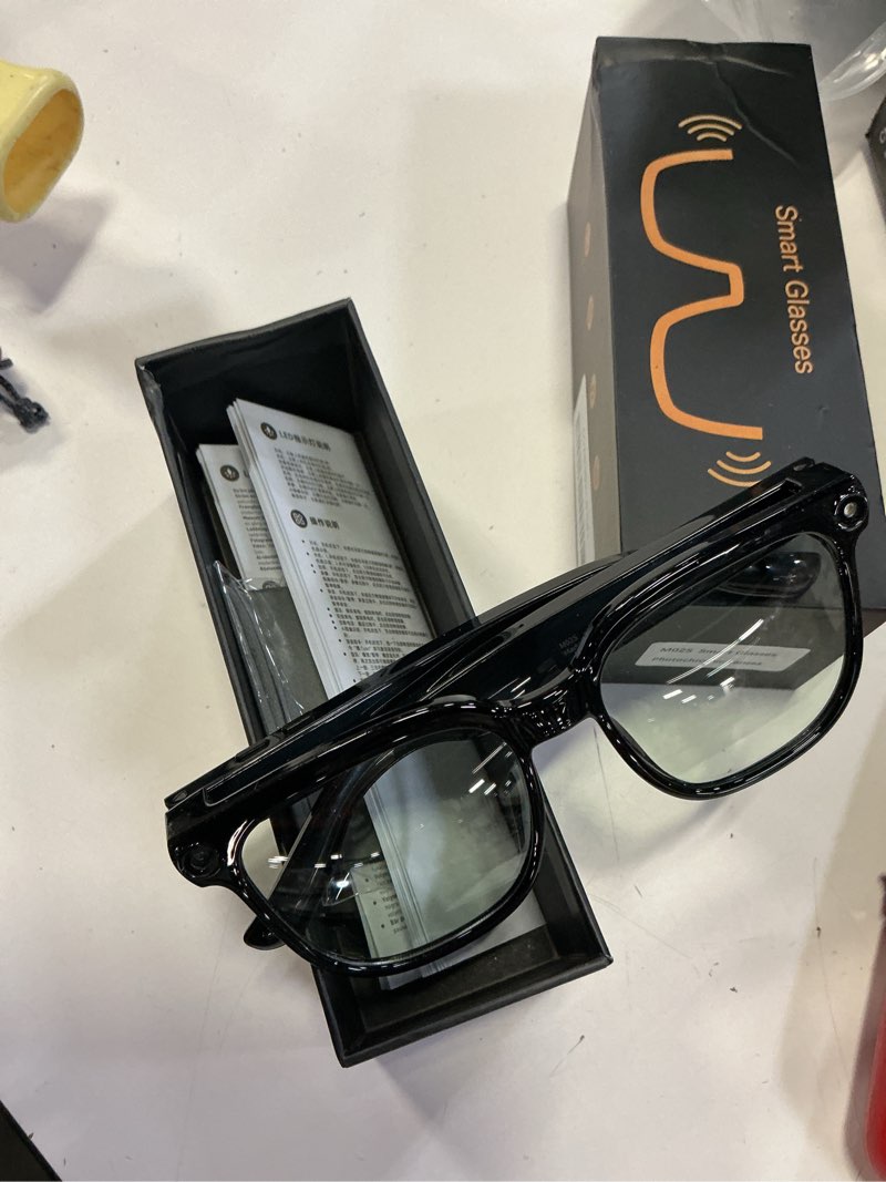 Condition photo showing Good Condition for ai smart glasses with camera, 4k 800w hd video recording glasses with audio, bluetooth sunglassess with camera, real-time translation, voice assistant, object recognition, hands-free music calls 9# black