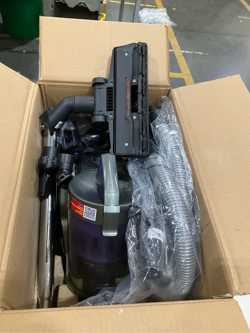 Condition photo showing As Is for aspiron 1700w canister vacuum cleaner, 45kpa bagless vacuum cleaner, multi-cyclonic filtration, 2 anti-allergen hepa filters, 3.5qt dust cup, 4 tools, corded vacuum for hard floor, pet hair, wisteria