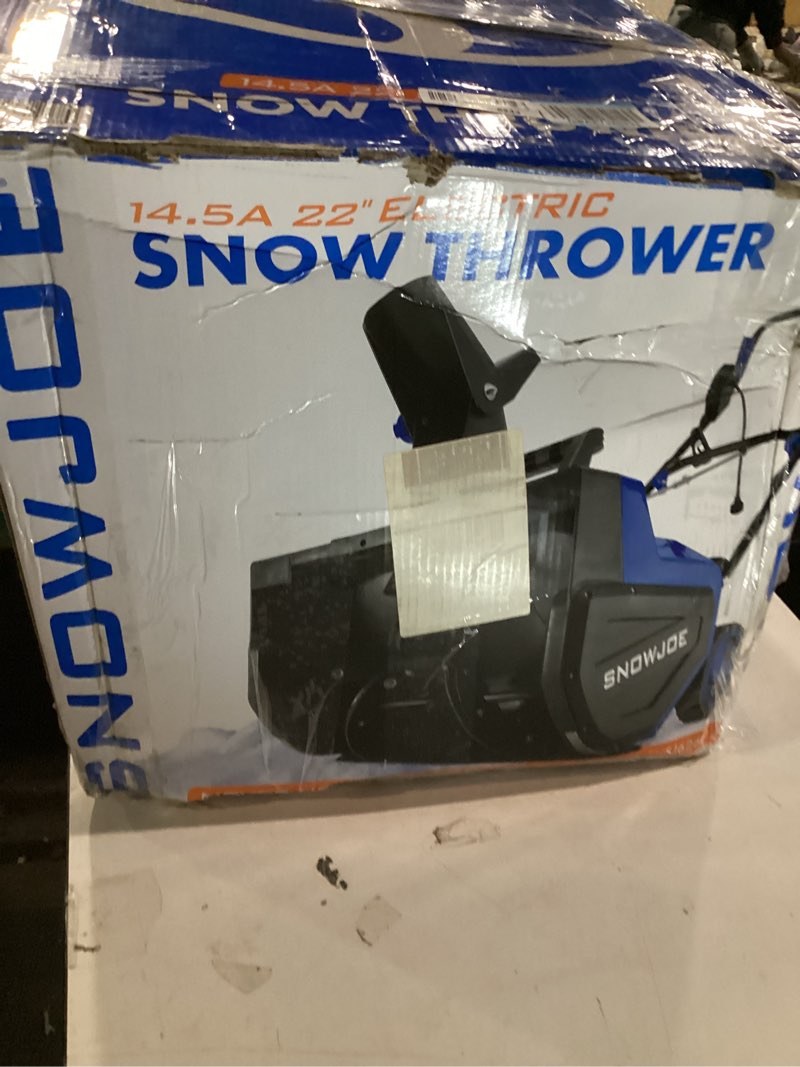 Condition photo showing New/Like New for Snow Joe Corded Electric Snow Blower w/LED Light, Chute & Steel Auger, 22-Inch Clearing Path, 14.5-Amp Motor - Heavy-Duty Blowing Machine for Ice Removal from Driveway, Sidewalk & Walkway, SJ626E 22-Inch, 14.5 Amp