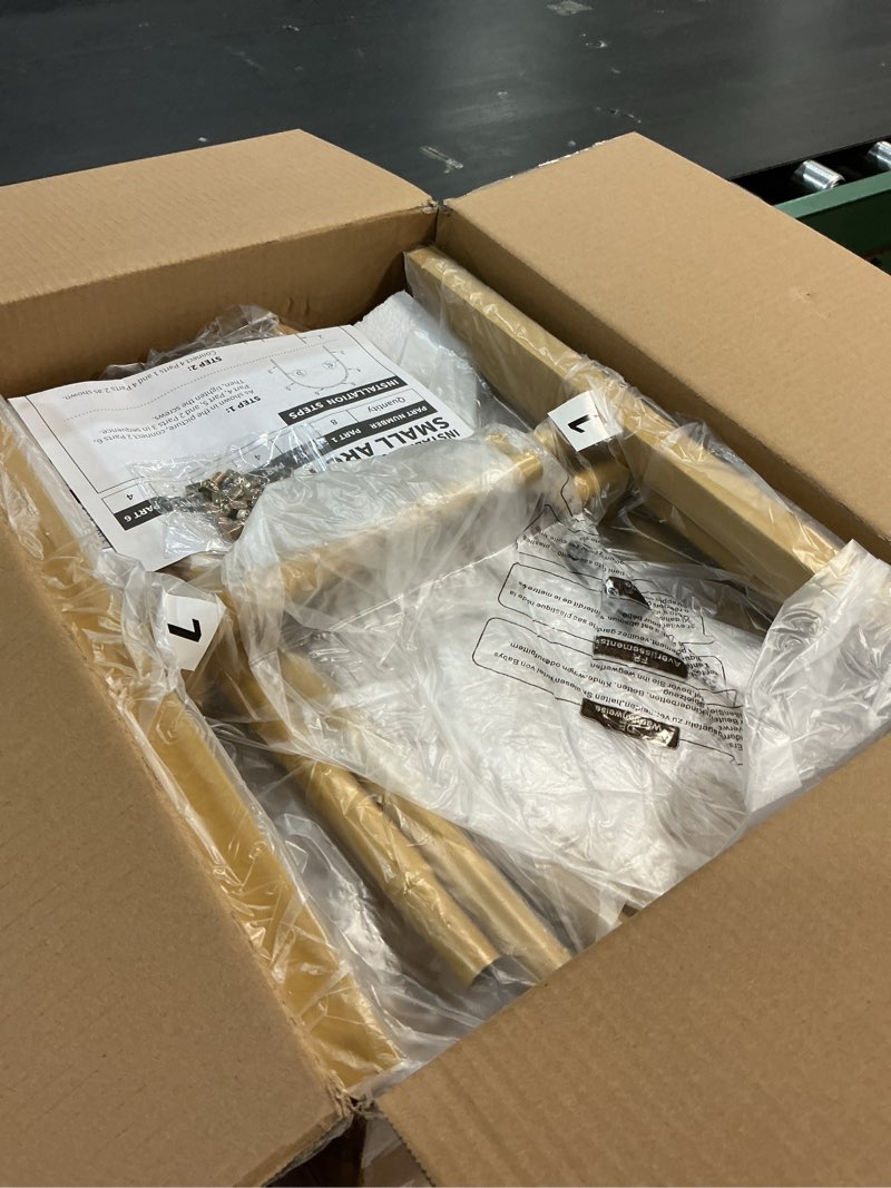 Condition photo showing Good Condition for Pureegg Gold Metal Arch Backdrop Stand Set of 3 (7.2ft & 6.0ft & 6.0ft), Wedding Balloon Arch Stand with Stable Base, Backdrop Frame & Cover for Party, Birthday, Graduation, Photo Booth, Easy Assembly