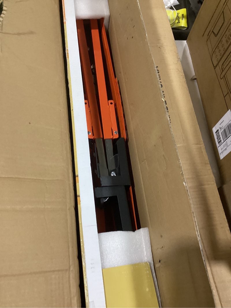 Condition photo showing As Is for Saw Horses 2 Pack, 4400Lbs Load Capacity Saw Horse Folding Heavy Duty Sawhorses 21-34in Adjustable Height Professional Saw Horse with 2x4 Bracket for Woodworking Carpenters Contractors, Orange