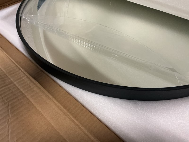 Condition photo showing Good Condition for 30 Inch Round LED Bathroom Mirror with Dual Bluetooth Speaker, 3 Color Temperatures (3000K/4500K/6000K), Anti-Fog, Dimmable, Black Frame Round Vanity Mirror with Lights Bluetooth-black Frame 30"L x 30"W