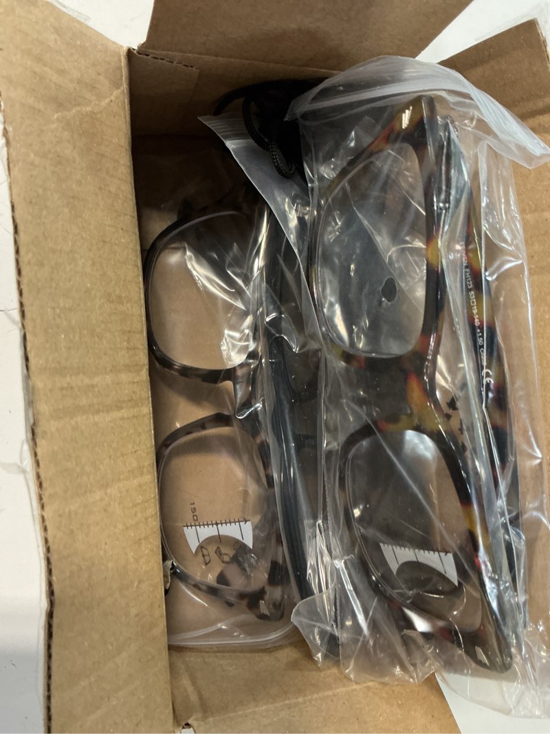 Condition photo showing Good Condition for 3 pack progressive multifocus reading glasses for women men multifocal readers pc frame fixed hinge eyewear, +1.50 3 pack - progressive lens: black / brown tortoiseshell / pea color 1.5 x