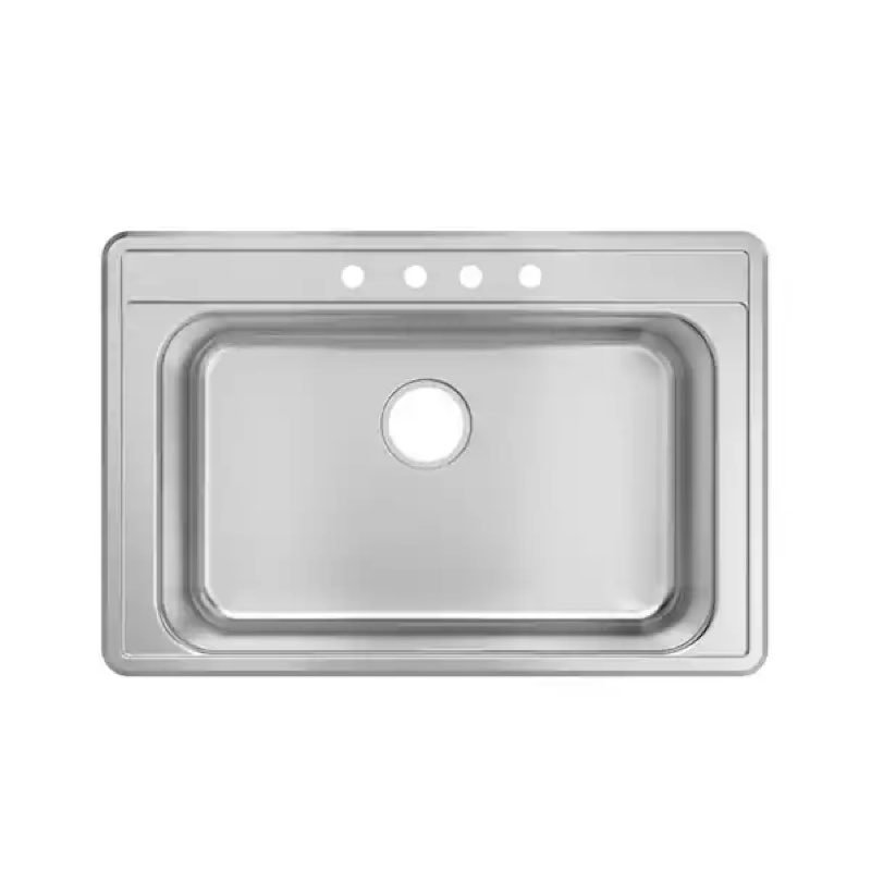 single bowl drop-in  kitchen sink  rectangular  stainless steel finish  20-gauge stainless steel  33 in x 22 in x 8 in  8-in bowl depth