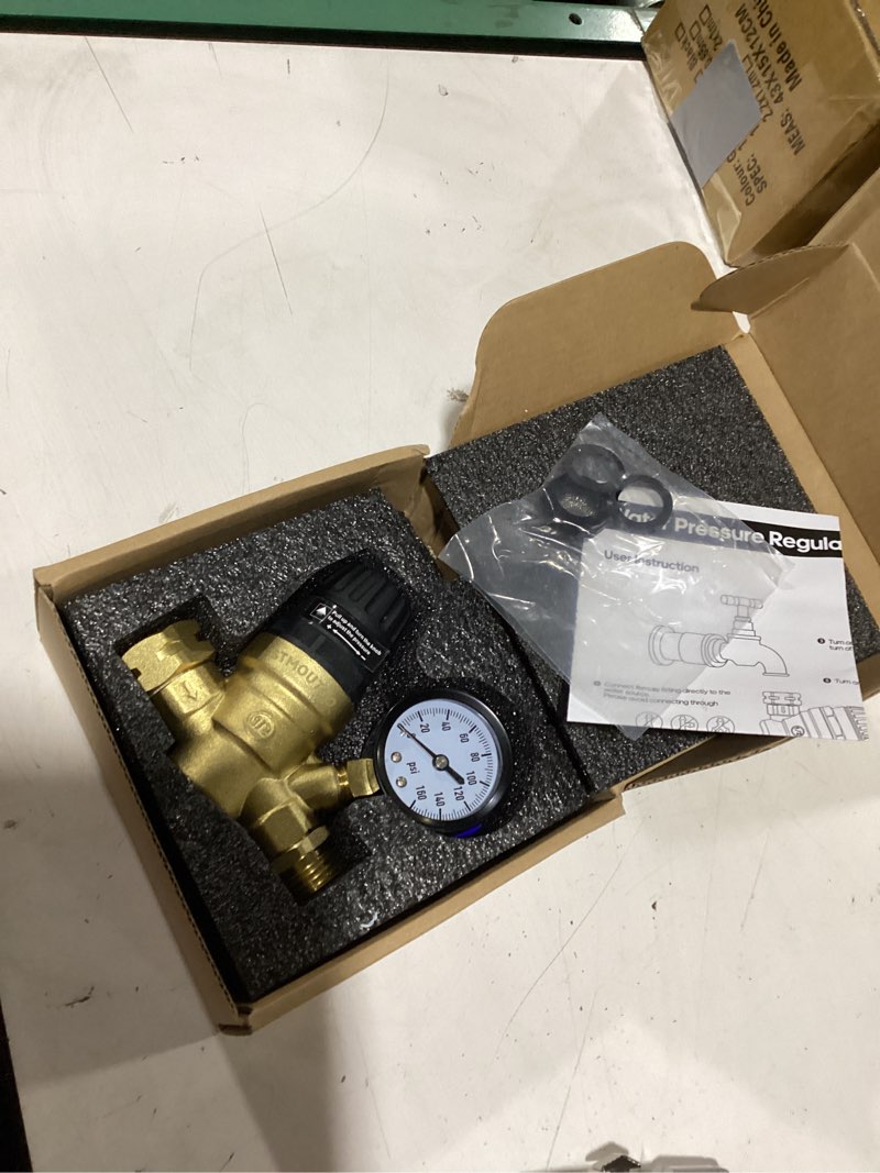 Condition photo showing New/Like New for stmoutuo rv water pressure regulator for rv camper. brass lead-free adjustable camper water pressure regulator with 0-160 psi gauge ?reducer valve w filter?package includes 1 raw tape for water pipes.