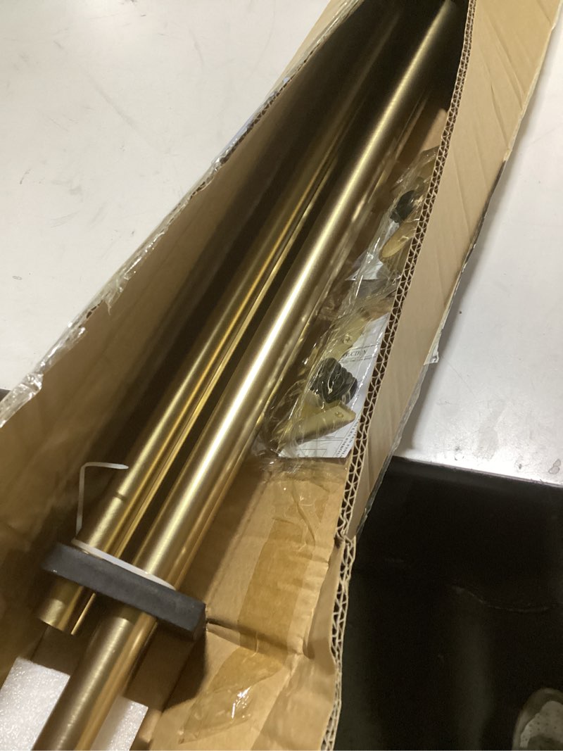 Condition photo showing Good Condition for 2 Pack Single Curtain Rods, 1Inch Diameter Telescoping Drapery Window Curtain Rod 72-144Inch(6-12ft) Rod Length, Warm Gold Warm Gold 72-144"