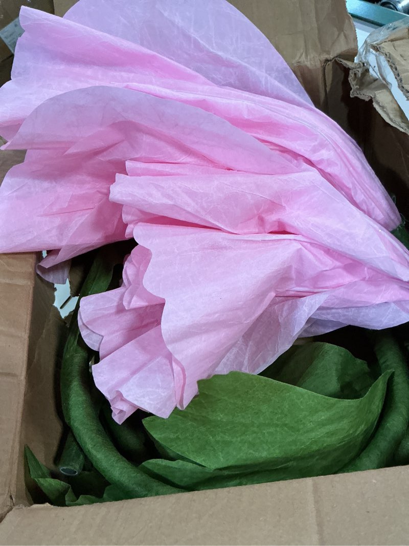 Condition photo showing As Is for giant artificial paper flowers for decoration 5.6 ft, waterproof large fake flowers for wedding floral garden baby shower decorations birthday party shop window display photography props, pink