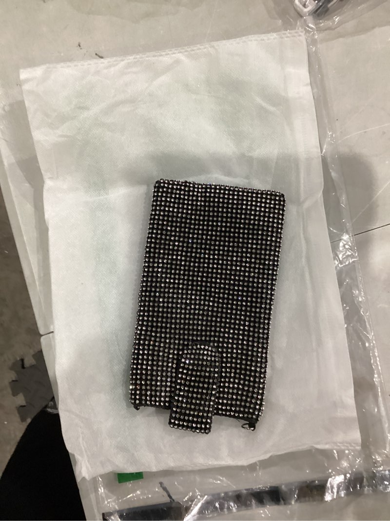 Condition photo showing Good Condition for rhinestone phone purse sparkling women's evening crossbody bag for cocktail party prom wedding black