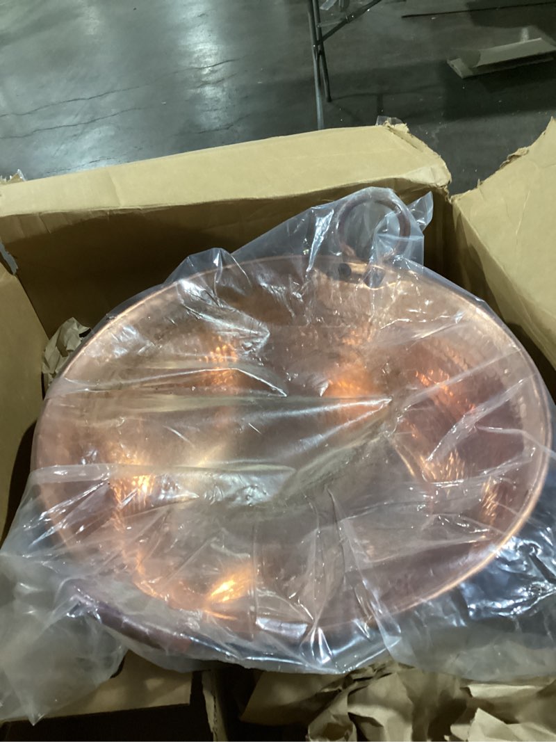 Condition photo showing Good Condition for CELLY PARTY 18 Inch Cazo De Cobre Copper Pot, Hand Hammered Heavy Duty Gauge, Carnitas Cooking Wok, Mexican Jam Pan, Pozole Chicharrones