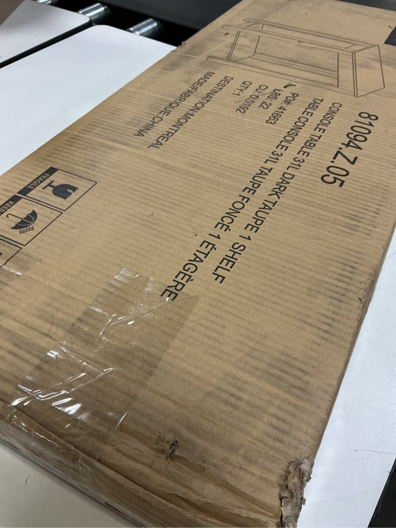 Condition photo showing Good Condition for Safdie & Co. Safdie 81094.Z.05 Entryway Console Sofa Couch Table/Accent Wall Table-31 Long/Dark Taupe with 1 Shelf for Living Room, Beige, 11.5 in x 31 in x 34 in