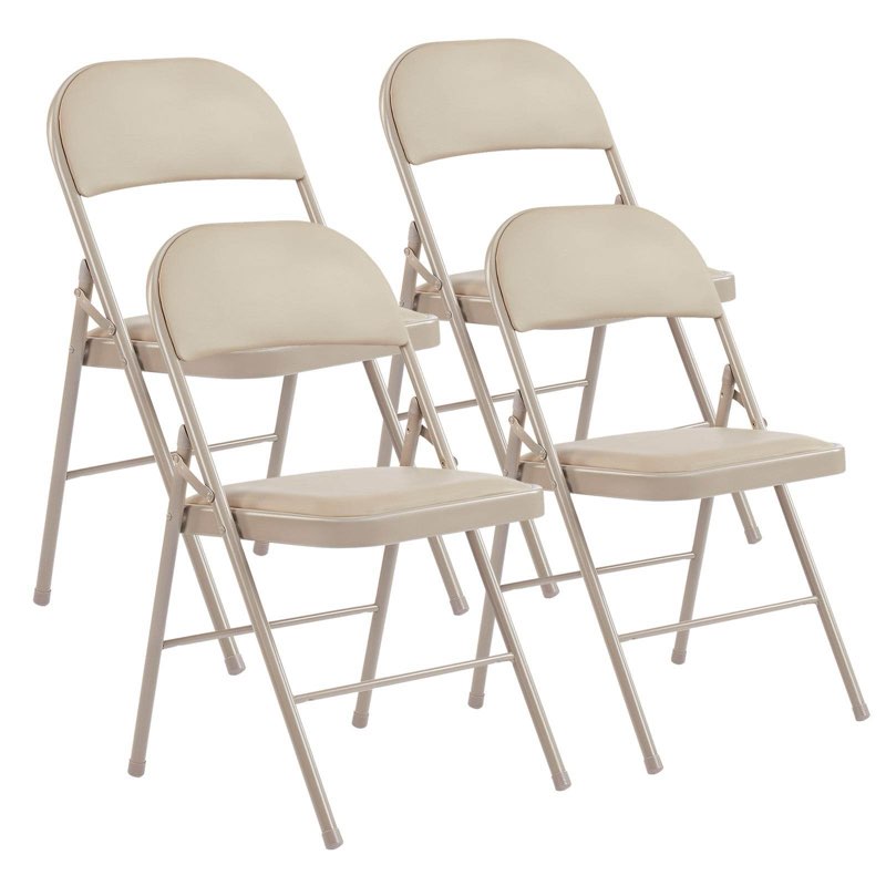 MyDepot Folding Chair With Leather Cushions And Sturdy Metal, For Indoor And Outdoor, pack of 4