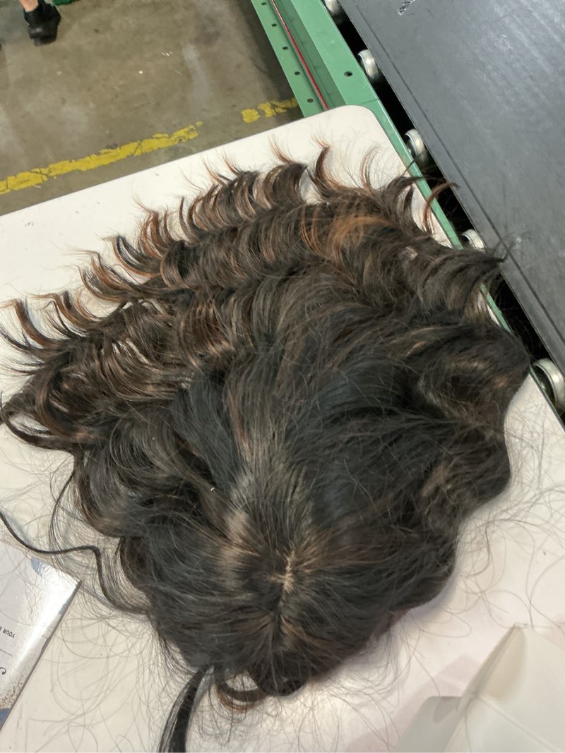 Condition photo showing Good Condition for lativ black mix brown wig with bangs short wavy wigs for women shoulder length curly bob wigs 14 inches for halloween cosplay daily party use