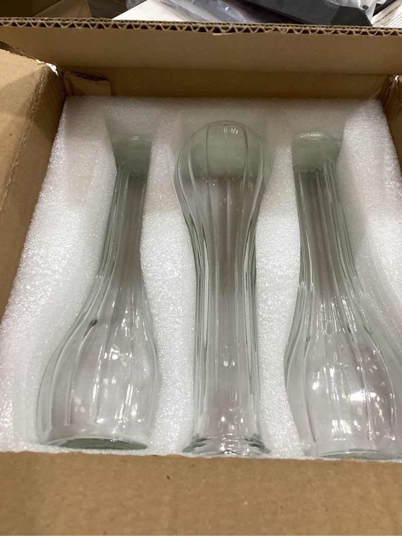 Condition photo showing Good Condition for nuptio glass bud vases centerpiece: 6 pcs small flower vase for wedding in bulk - cute clear ribbed vase for party events home table decor