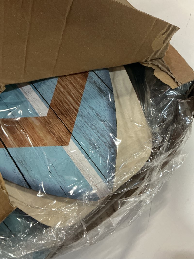 Condition photo showing Good Condition for yookeer 3 pcs surfboard wall decor,36" x 12" large wooden surfboard wall art set, beach room decor aesthetic cute beachy tropical surf board art for surfer bedroom decoration(blue,cute) blue cute