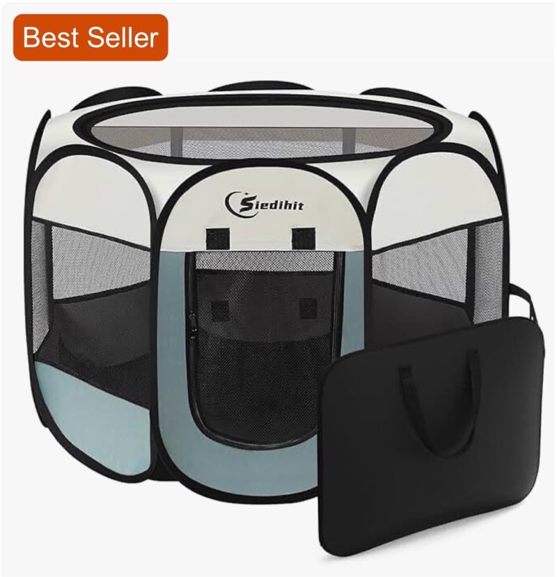 goozii pet cat playpen for indoor cats enclosed, puppy dog play pen for outdoor travel camping (larg