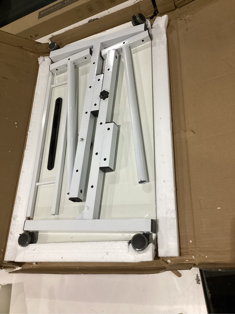 Condition photo showing New/Like New for Dekhaoxe Standing Desk Adjustable Height, Rolling Walking Pad Desk, Small Mobile Table with Wheels, Portable Stand Up Table for Standing or Sitting, Size 31.5x15.7 Inch White