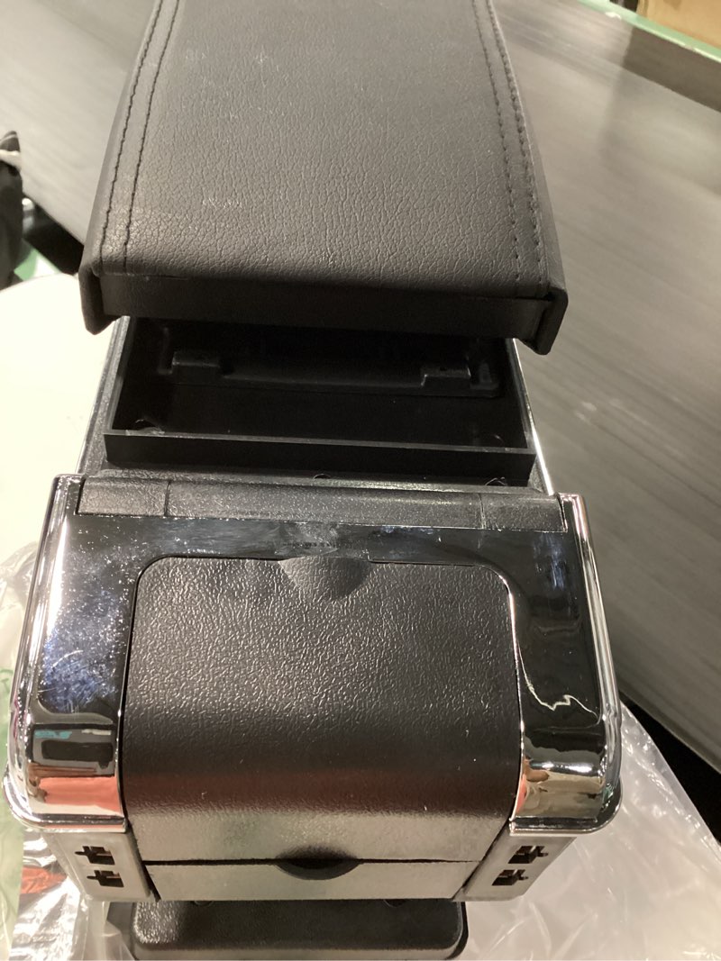Condition photo showing New/Like New for armrest box double layer front center console black leather with charging 7 usb ports for universal car