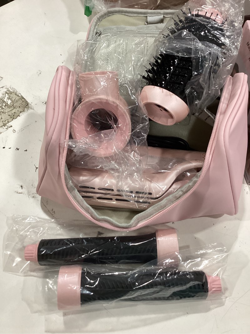 Condition photo showing Good Condition for maxair 2.0 dual voltage hair dryer brush – travel 5-in-1 hot air hair styler with auto wrap curlers, air straightener adds shine, smooth, curl & volume for salon blowout, ionic frizz control, pink