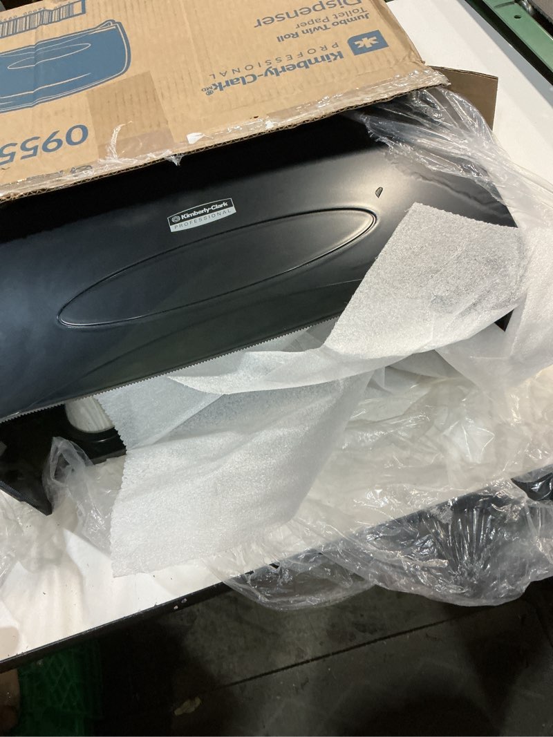 Condition photo showing Good Condition for kimberly-clark professional* cored jrt jumbo combo tissue dispenser  20 2/5w x 5 4/5d x 13 1/10h  smoke/gray -kcc09551
