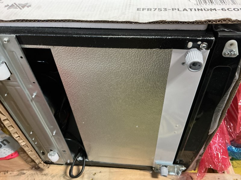 Condition photo showing Good Condition for frigidaire efr753, 2 door apartment size refrigerator with freezer, retro chrome handle, 7.5 cu ft, platinum series, stainless steel, 7.5