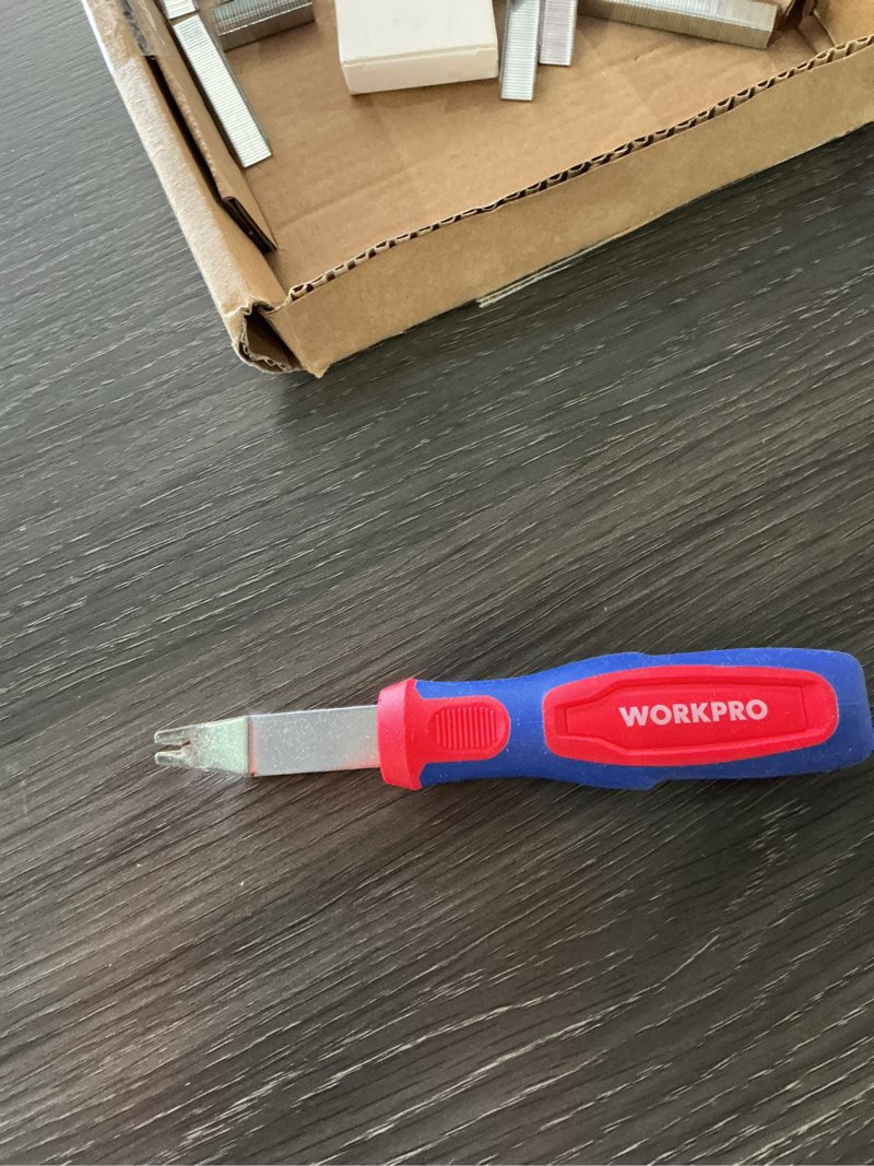 Condition photo showing As Is for workpro staples, manual brad nailer for wood, crafts, upholstery, carpentry, decoration diy, furniture | upholstery staple gun, manual brad nailer for wood, crafts, upholstery, carpentry, decoration diy, furniture