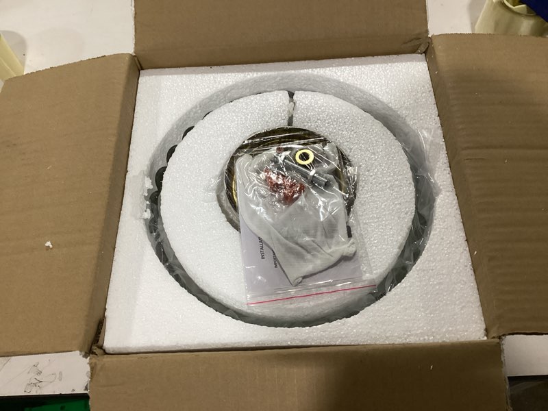 Condition photo showing Good Condition for Semi Flush Mount Ceiling Light, Gold Light Fixture Ceiling Mount with Scalloped Clear Glass Shade, 3 Lights Vintage Chandelier, Modern Farmhouse Lighting for Hallway Kitchen Bedroom Foyer,