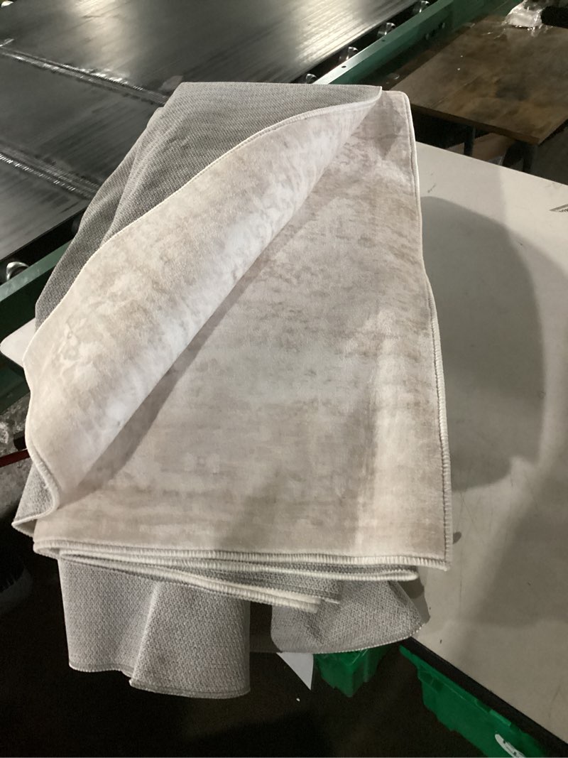 Condition photo showing As Is for Madane 8x10 Area Rugs for Living Room, Machine Washable Vintage Natural Rug with Non-Slip Backing, Soft Large Throw Rug, Thin Carpet for Bedroom Dining Room Farmhouse (8 x 10, Beige/Brown) Beige/Brown 8' x 10' (Rectangular)