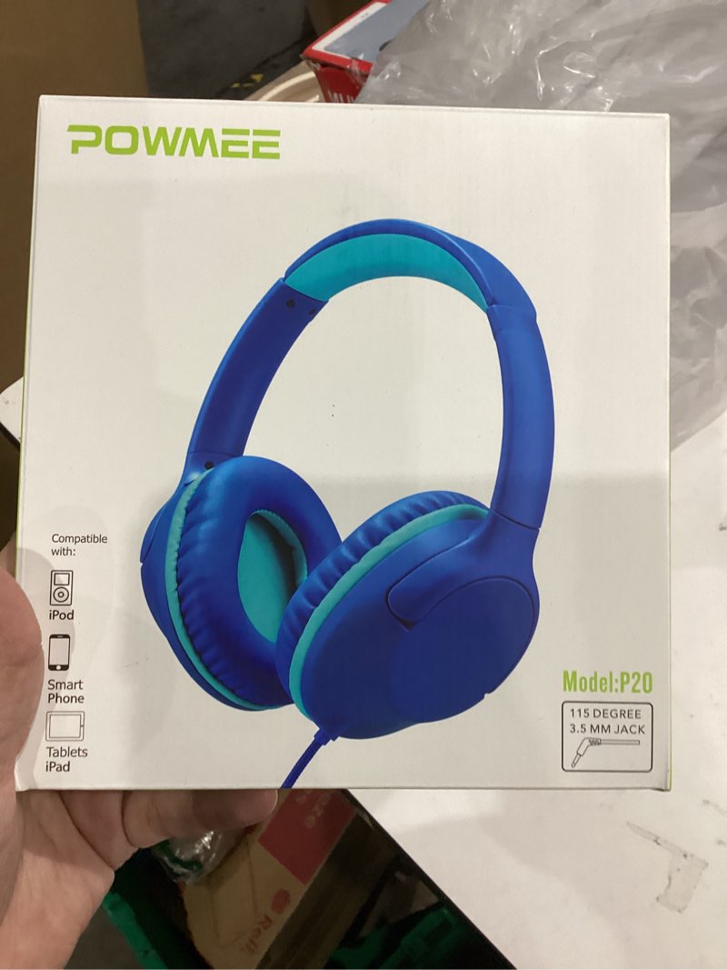 Condition photo showing New/Like New for P20 Kids Headphones for School, Kids/Teens/Boys/Girls with Safe 94dB Volume Limited, 3.5mm Jack Wired Cord Over-Ear for Fire Tablets/Travel/PC/Phones(Blue)