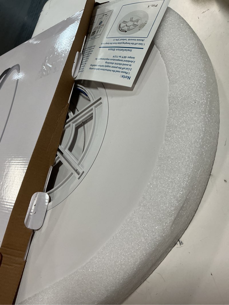 Condition photo showing Good Condition for 1pack 20 inch remote control dimmable large led flush mount ceiling light panel,40w 4350lm,2700k-6000k adjustable color,ultra thin round white ceiling light fixture for hallway kitchen home office remote control dimmable-20inch-1pack white