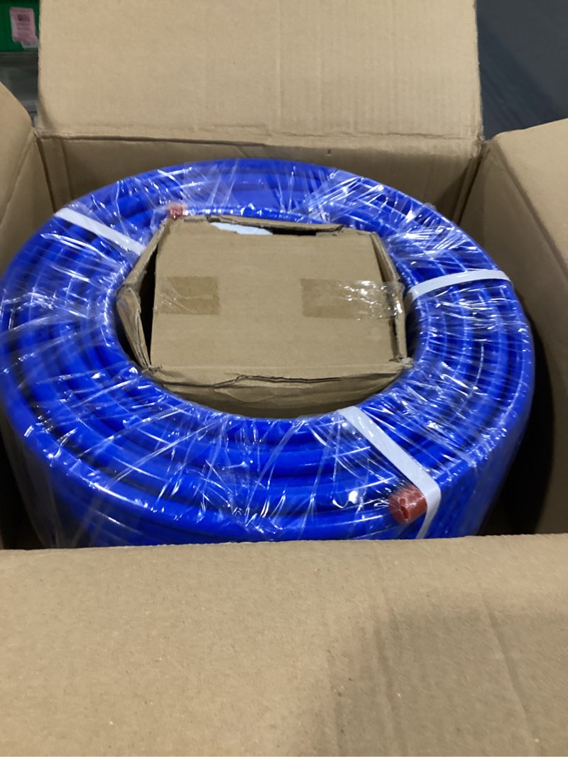 Condition photo showing New/Like New for 1/2" x 200ft compressed shop air line kit, hdpe aluminum tubing, compressed air line kit for garage rapid air system, air compressor hose kit, air hose kit, leak-proof and easy to install, blue