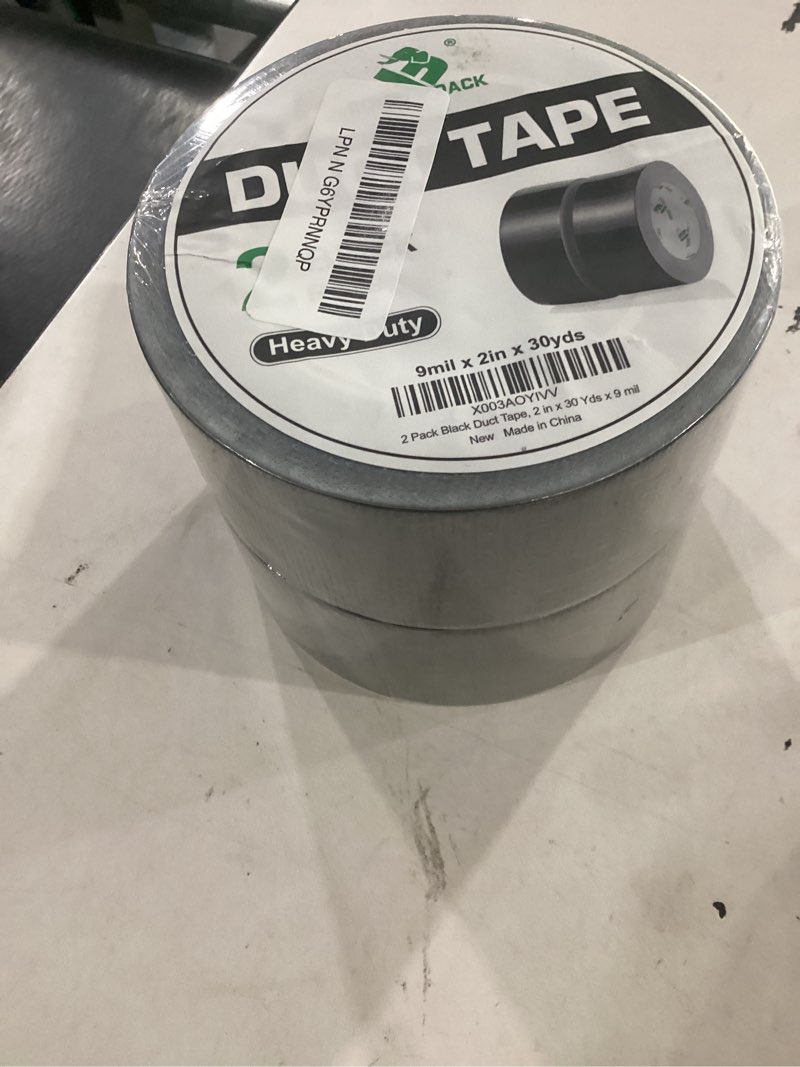 Condition photo showing New/Like New for 2 pack duct tape heavy duty,9 mil thickness,2 inches x 30 yards,strong industrial strength,flexible,no residue,waterproof and tear by hand,multi-use for indoor & outdoor repairs(black)