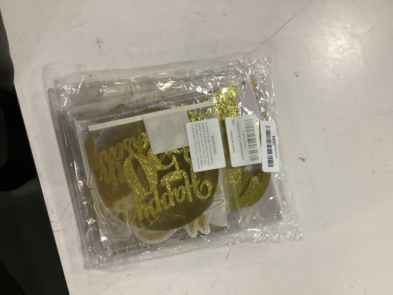 Condition photo showing Good Condition for vlipoeasn 50th anniversary decorations for couple, white gold cheers to 50 years wedding party supplies, 50th anniversary backdrop glitter gold banner, cake topper, honeycomb, hanging swirl for party