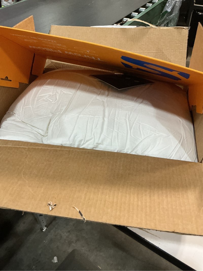 Condition photo showing As Is for artscope synthetic down lumbar pillow insert, 20x26 down alternative throw pillow insert. ultra soft fluffy sleeping pillow with 100% cotton cover, decorative pillows-white. white 20x26 inch (pack of 1)
