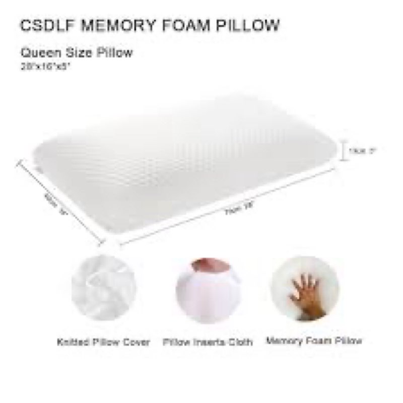 memory foam bed pillows, pillow for side and back sleeper, pillow for neck pain relief, washable removable cover, soft, white (queen)
