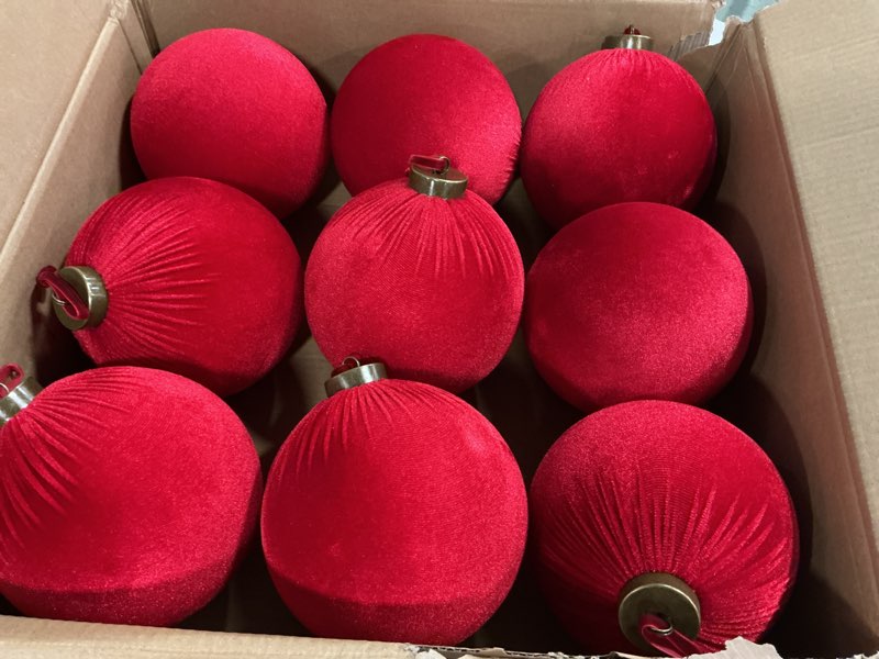Condition photo showing Good Condition for 9 PCS Velvet Christmas Balls Ornaments 4inch& 6inch Christmas Large Ball Set for Xmas Tree Decor, Ho