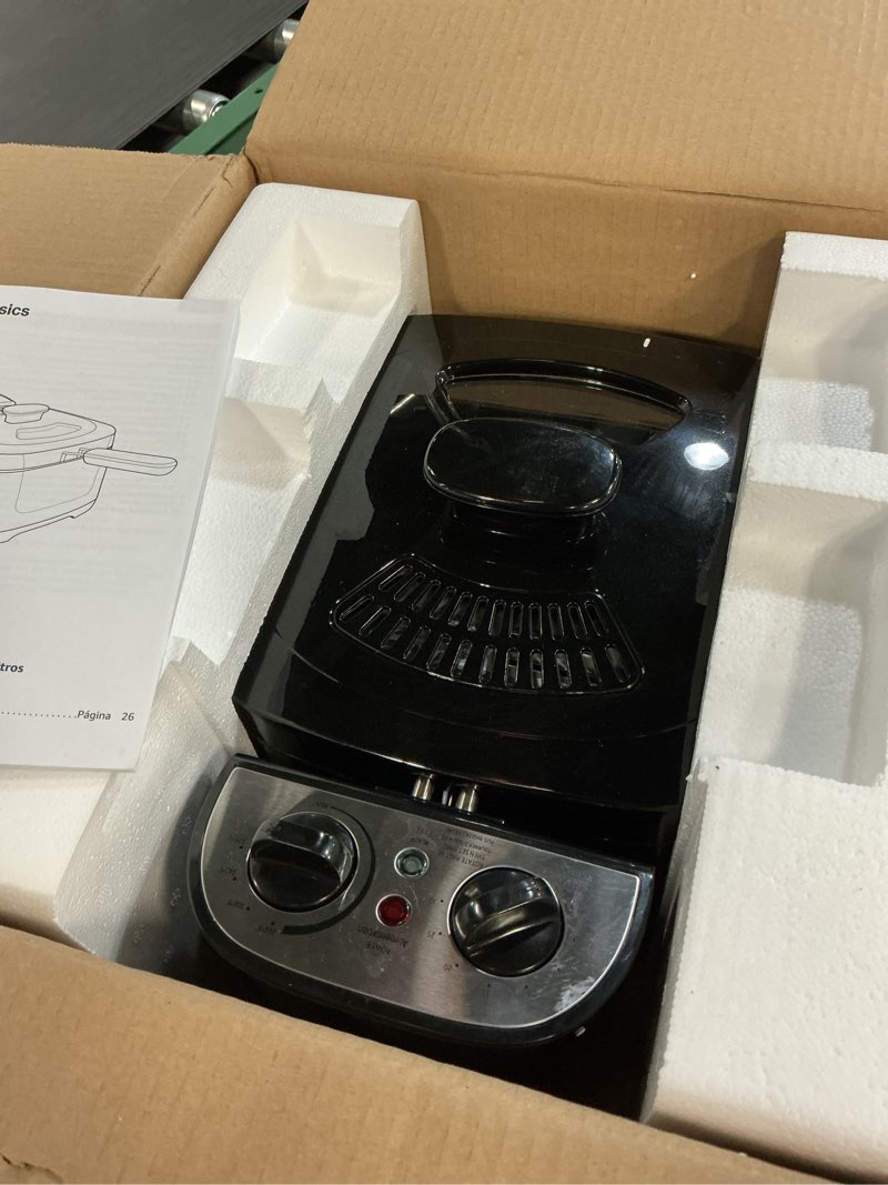 Condition photo showing As Is for Amazon Basics 2.1-Qt (2.0L) Electric Deep Fryer with 8-Cup Oil Capacity, Timer, Adjustable Temperature, Easy Draining Basket, Viewing Window, 1500W, Black 2.1-Qt, Black