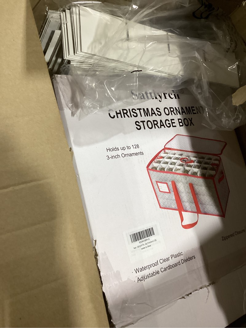 Condition photo showing Good Condition for Sattiyrch Plastic Christmas Ornament Storage Box with Trays,Customizable Dividers, Dust-Proof Durable Ornament Organizer Holder,Christmas Storage Containers,Holds 128 x 3 Ornaments