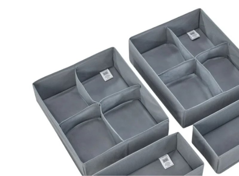 Children's Drawer Organizers, Gray, 4-Pieces