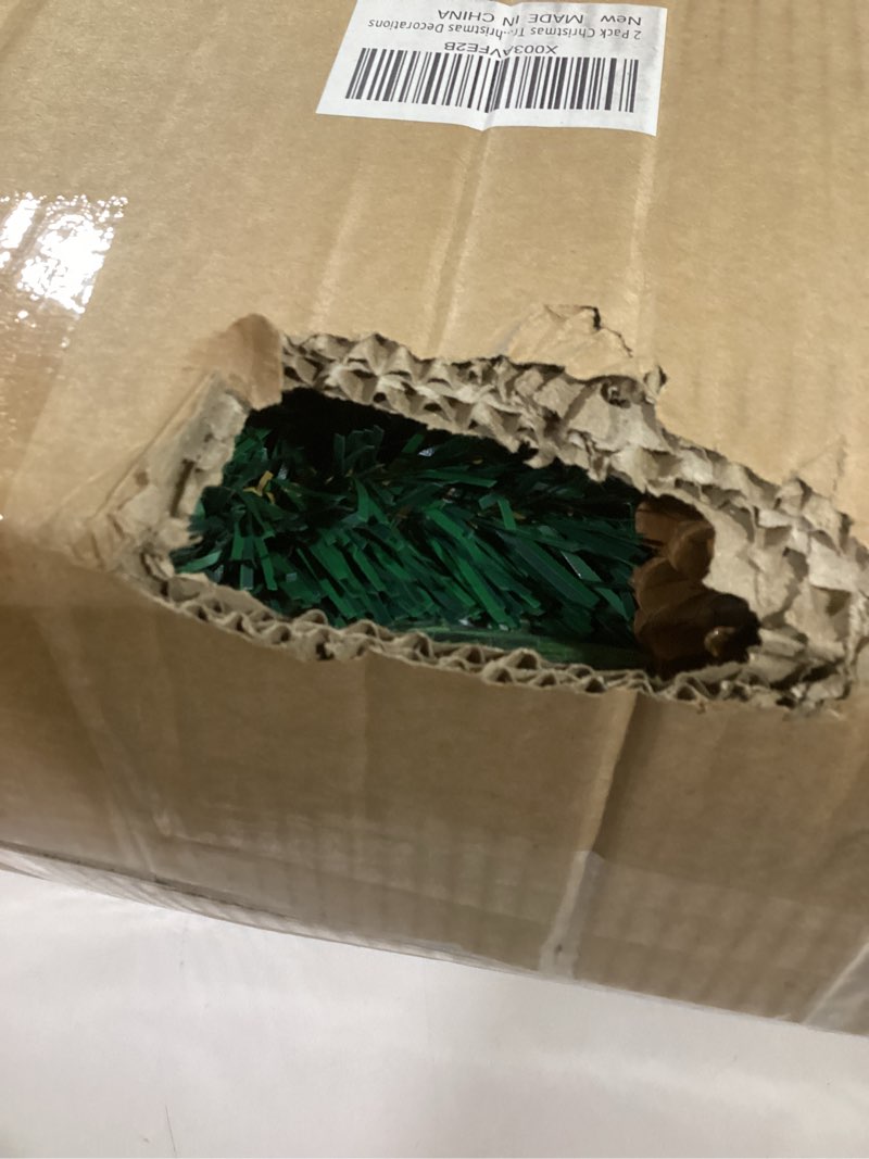 Condition photo showing Good Condition for 2 Pack Christmas Tree,3FT Artificial Christmas Entrance Tree with Ornaments and Lights Battery Oprated,Mini Xmas Trees for Front Door,Pathway, Tabletop, Entryway, Entrance Christmas Decorations