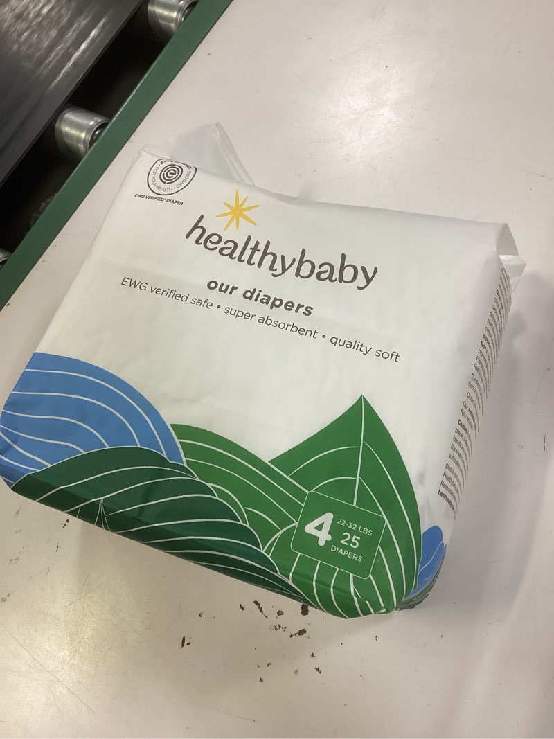 Condition photo showing New/Like New for our diapers | ewg verified safe & plant-based diapers | leak protection | soft organic cotton shell | chlorine-free diaper for sensitive skin | size 4 (22-32 lbs) 25 count size 4 25