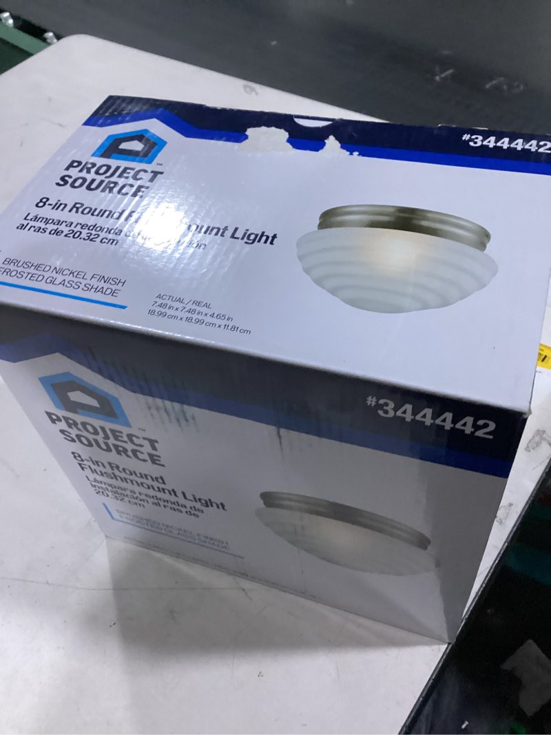 Condition photo showing As Is for Project Source 7.48-in Brushed nickel Metal Ceiling Light Mount