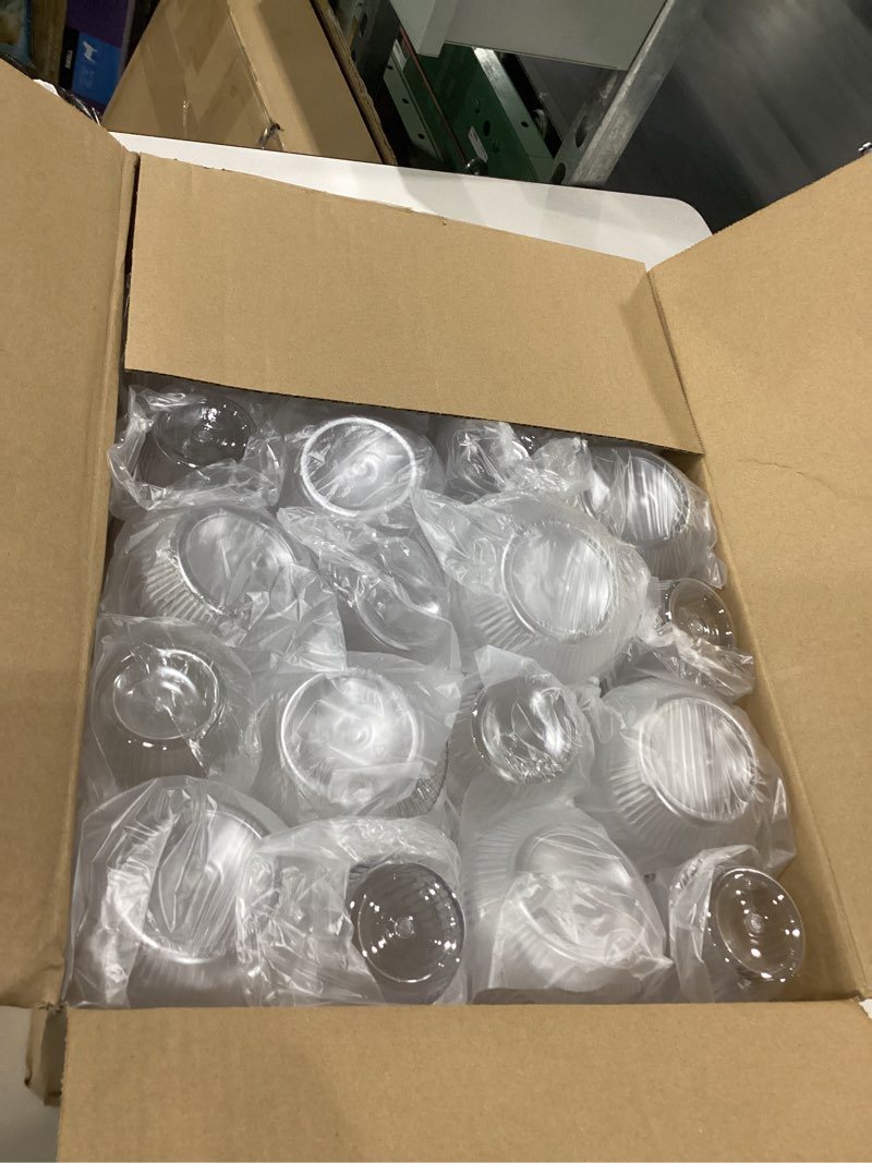 Condition photo showing New/Like New for beststar 48 pack disposable ribbed origami ripple plastic glasses set - 24 9 oz stemless champagne flutes & 24 12oz cups, bpa-free shatterproof clear drinkware for weddings, parties & events (clear) clear48pack