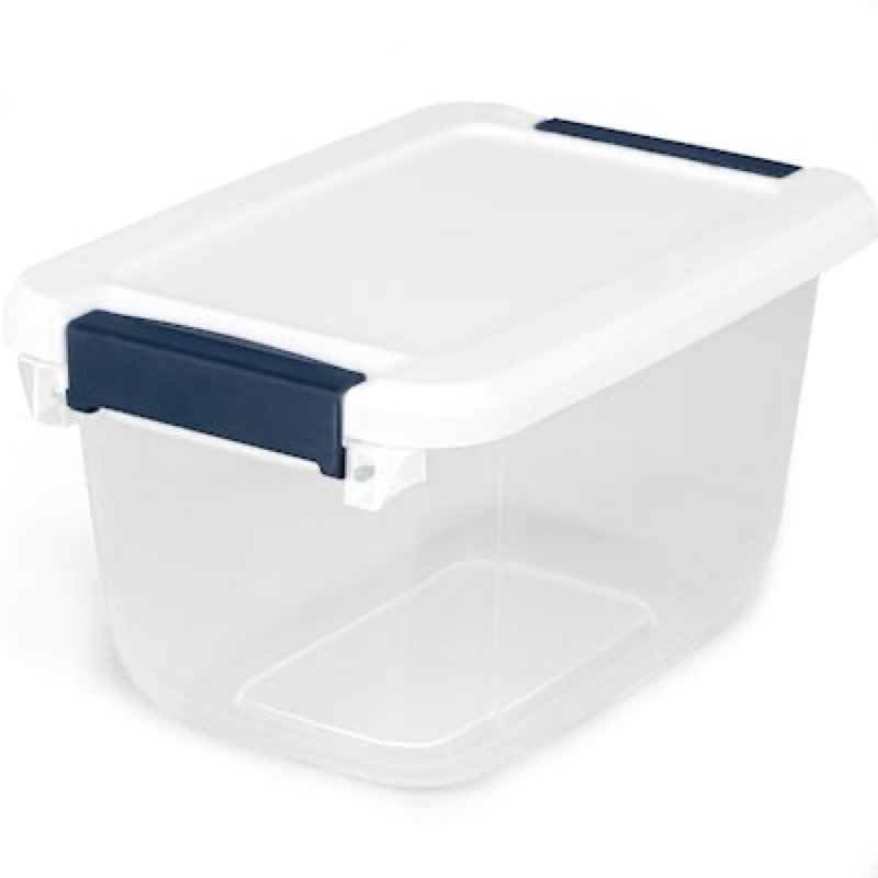  project source small 1.625 -gallons ( 6.5 -quarts ) clear/white stackable tote with latching lid