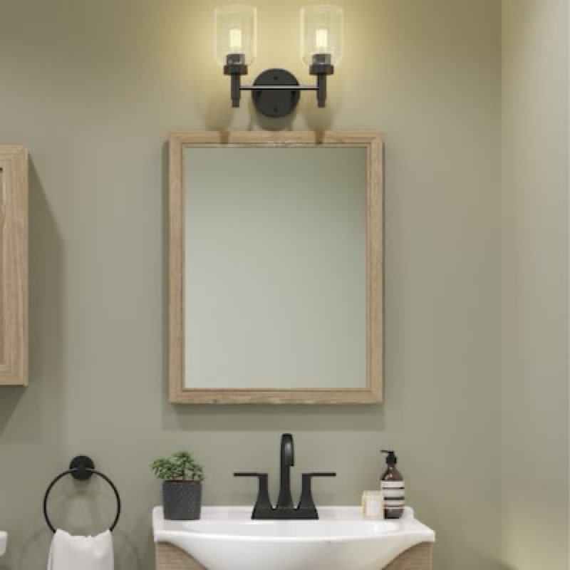 style selections 20-in x 25.5-in surface/recessed mount sandstone mirrored rectangle medicine cabinet