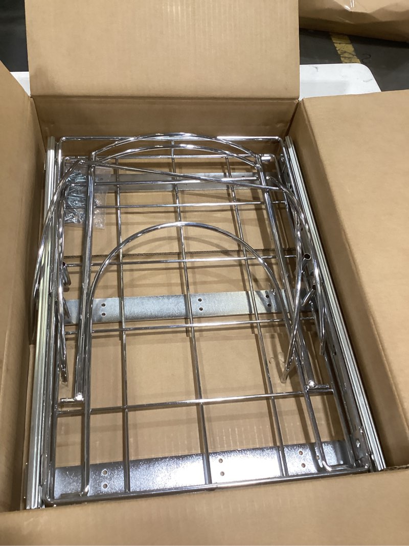 Condition photo showing As Is for dual under sink trash can heavy duty pull out trash can under cabinet, fits 2x35qt (7-9 gal) commercial trash cans cabinet trash bin pull out kit requires ? 22''dx 16''wx 17''h, no can (silver) silver garbage can not included