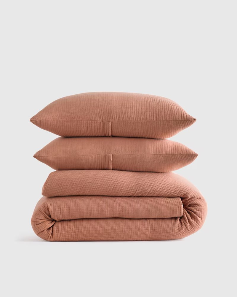 organic cotton gauze duvet cover set 3 pieces queen color sedona 